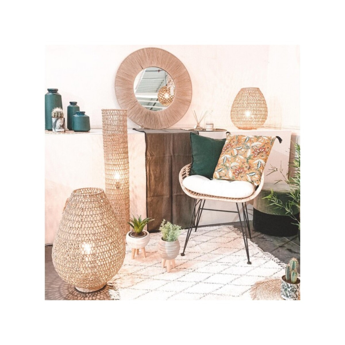 Fauteuil en rotin & pieds métal - RATTAN