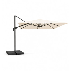 Parasol rectangulaire 4x3m déporté rotatif écru en aluminium GHAZIE