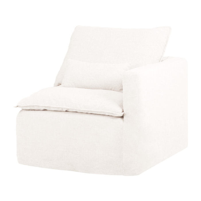Módulo de algodón y lino con reposabrazos derecho desenfundable tono blanco de 97x96cm Alto: 99 Largo: 97 Ancho: 96