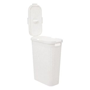 Corbeille slim Rattan 40L blanc