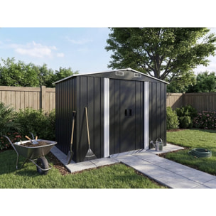 Abri de jardin métal "Boston" - 5,29 m² (4,76 m2 au sol)- Gris