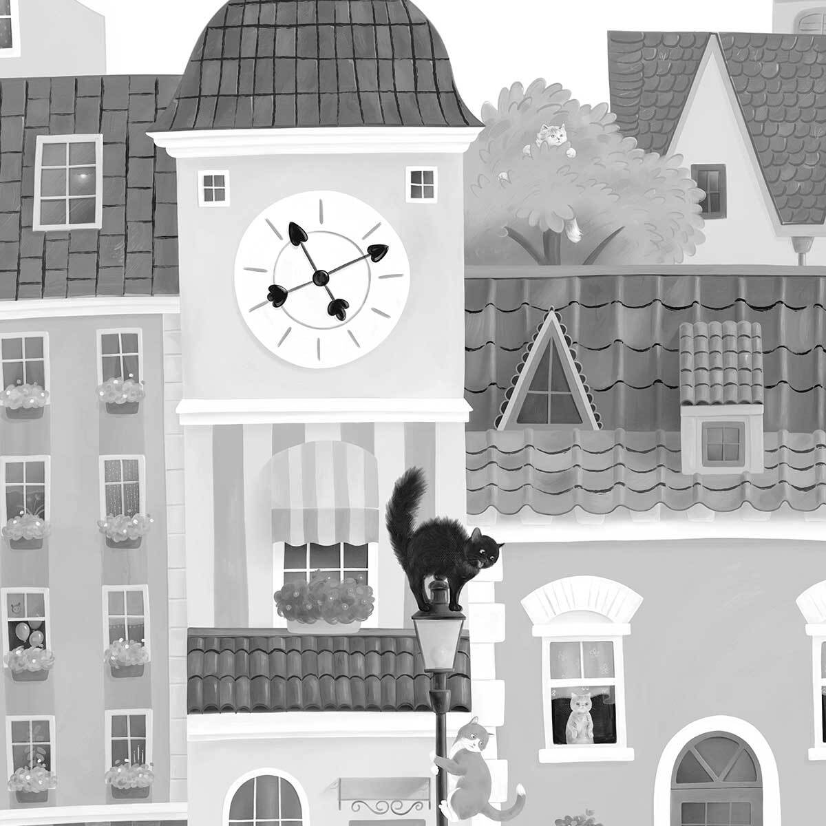Papier enfant Le village des félins Intissé