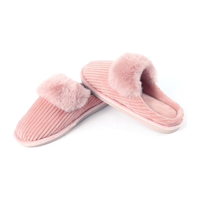 Ciabatte Pantofole Invernali in Morbida Ecopelliccia Modello Zefira Old Pink