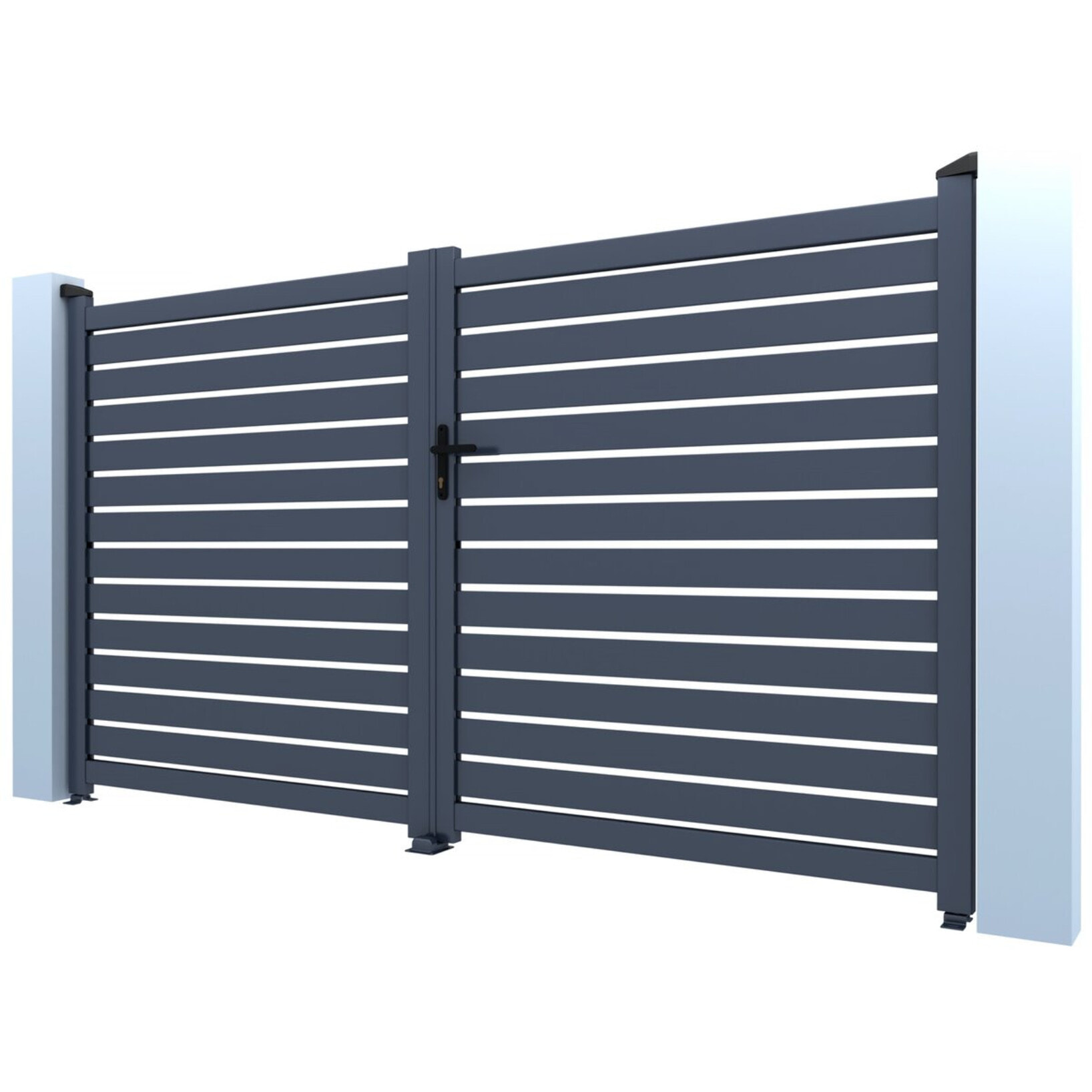 Portail aluminium semi ajouré "Julien" - 340 x 180 cm  - Gris