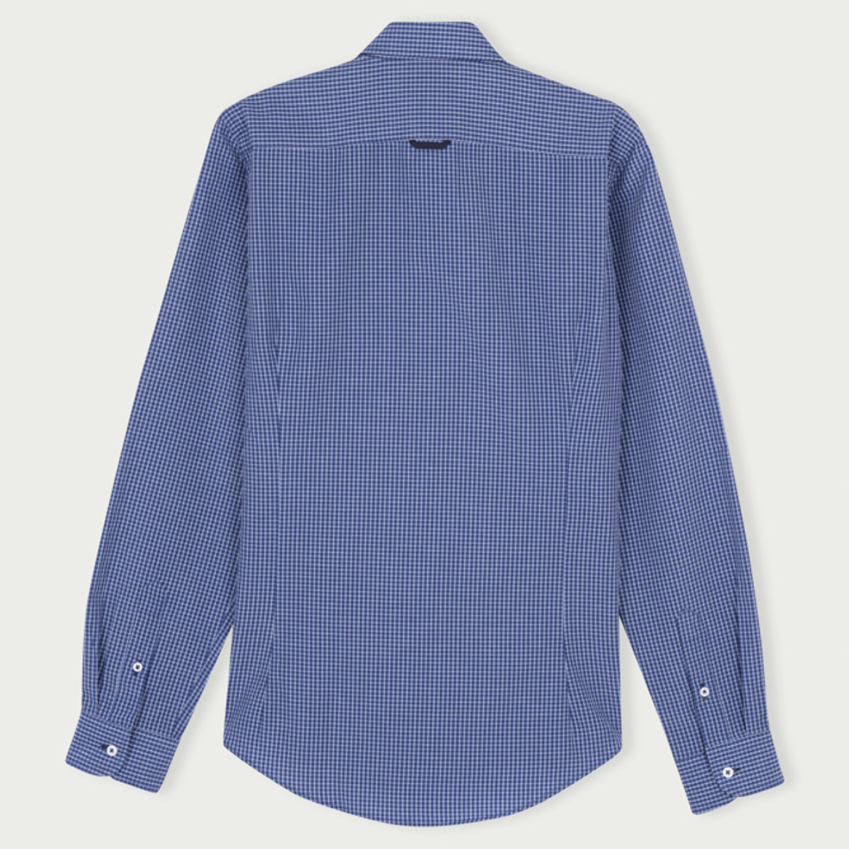 Camicia Uomo 1 Bottone Button Down Slim Cotone Poliestere Riga Stretta Blu\Bianco