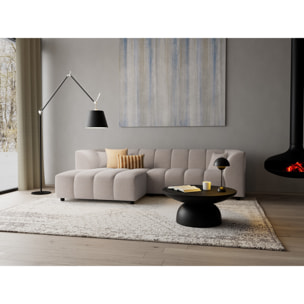 Curtis - canapé d'angle gauche 4 places avec accoudoir en tissu texturé - Beige