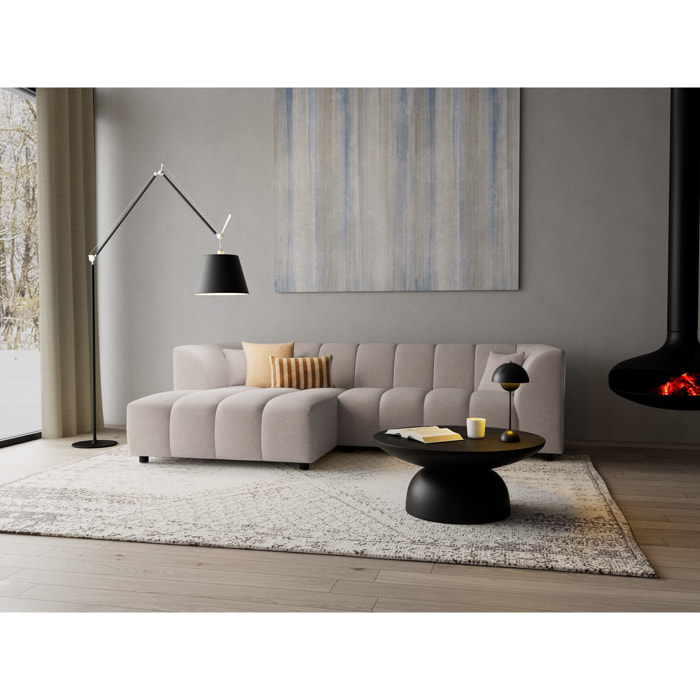 Curtis - canapé d'angle gauche 4 places avec accoudoir en tissu texturé - Beige