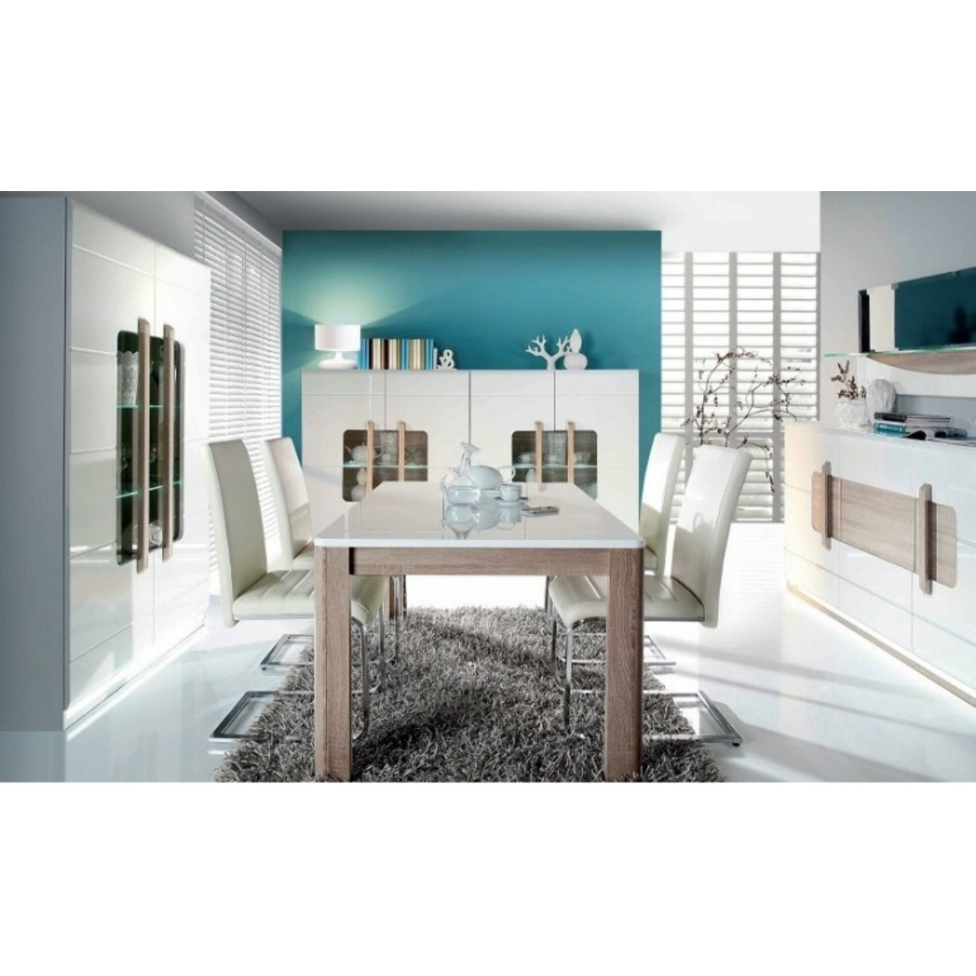 Table extensible style bois plateau laqué 160/206 cm - SENSATION