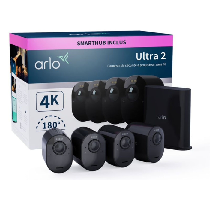 Caméra de surveillance ARLO 4 caméras extérieures noires Ultra 2