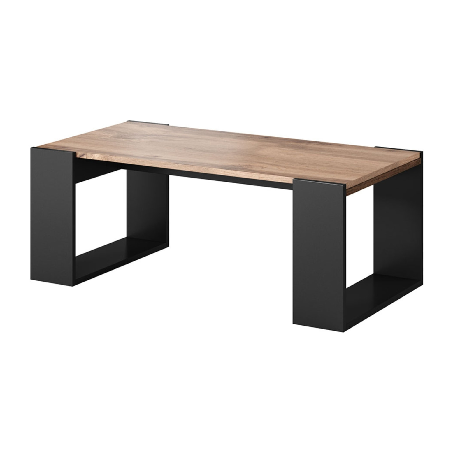 Willow - table basse - effet bois et gris - 120 cm - style industriel - Bois / Gris