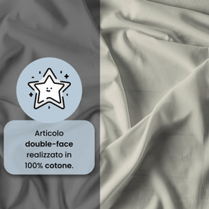 PARURE COPRIPIUMINO NATURAL COLOR, 100% Cotone, Made in Italy - FUMO/PANNA