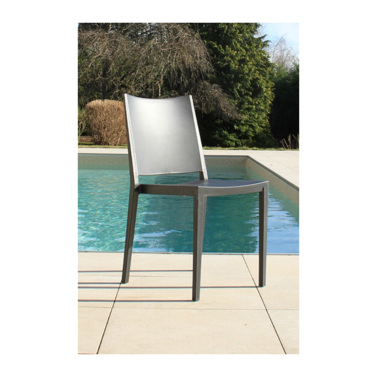Lot de 2 chaises de jardin en plastique - gris anthracite - LAGOS