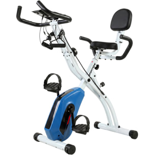 Vélo d'appartement pliable 3-en-1 classique semi-allongé bandes de résistance bleu