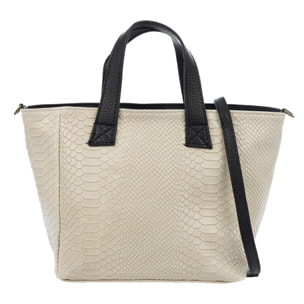 Cassandra Bolso tote Mujer. Piel auténtica Gamuza Grabado Serpiente