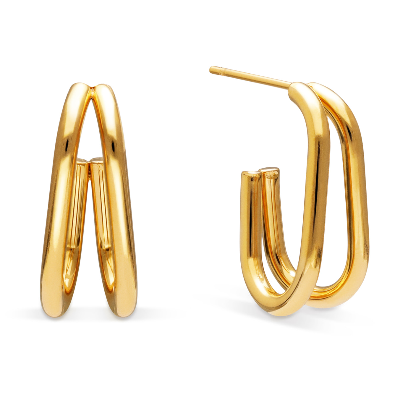 Pendientes Aro Mini Doble Bossa Acero Baño Oro