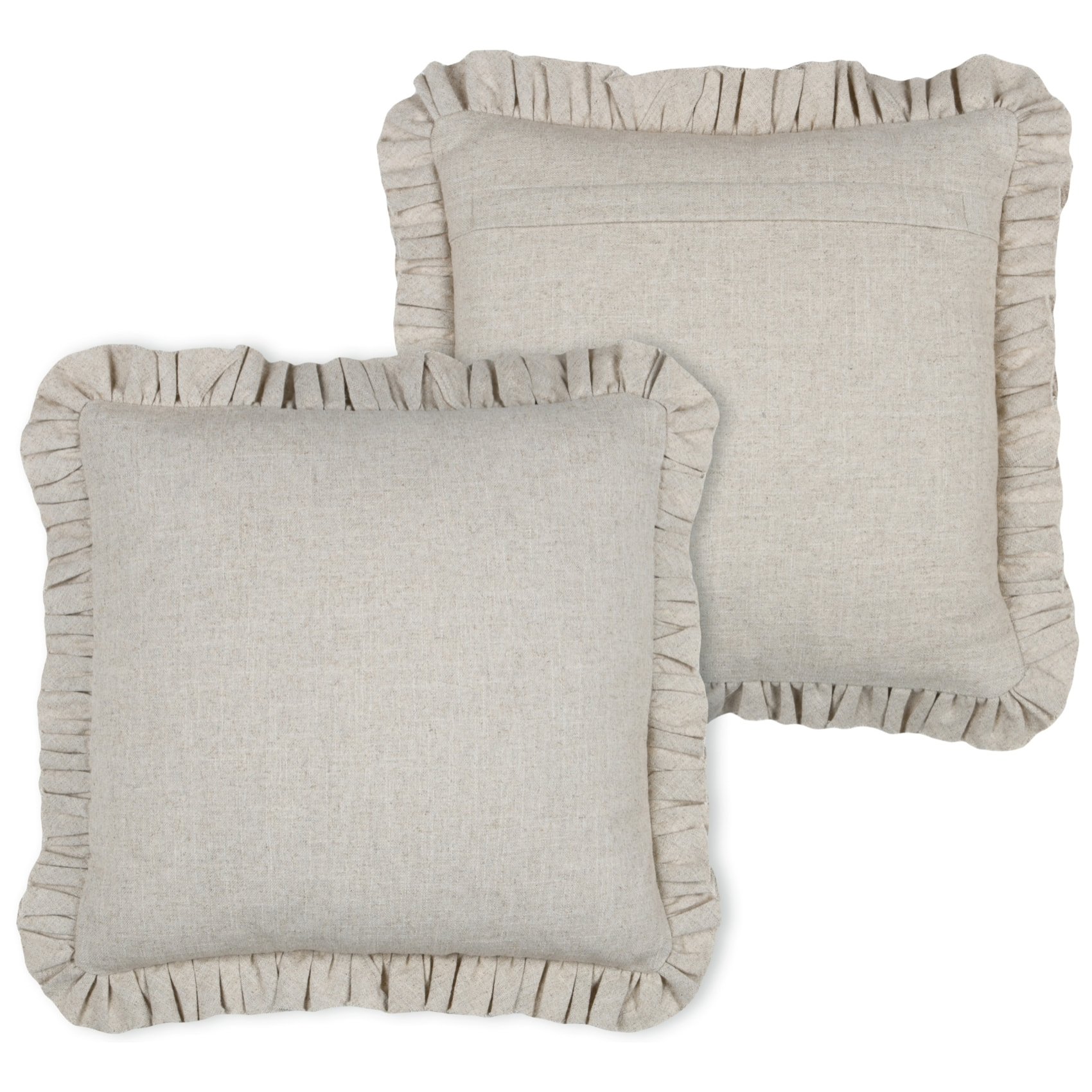 Coussin à volants en coton et lin - Ficelle