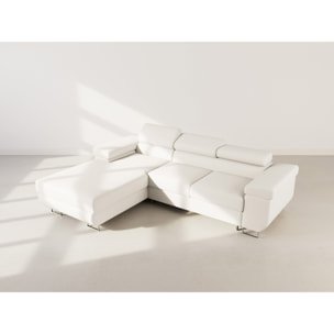 Pablo - canapé d'angle gauche - 6 places - convertible avec coffre et têtières réglables - en velours - Beige