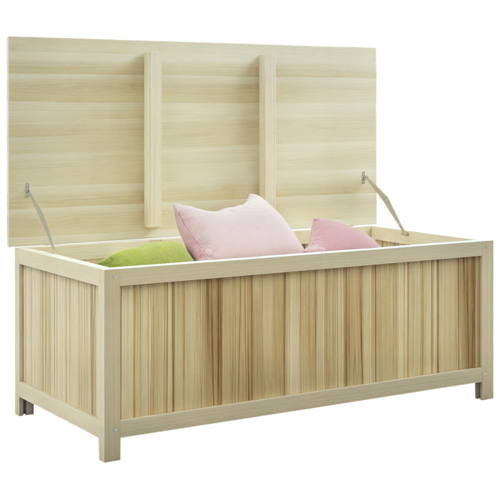 Arcón Exterior de Madera, 172 L, Baúl Almacenaje Exterior con Tapa Abatible, Resistente a la Intemperie, para Jardín, Terraza, Patio, 120x55x45 cm, Madera Natural