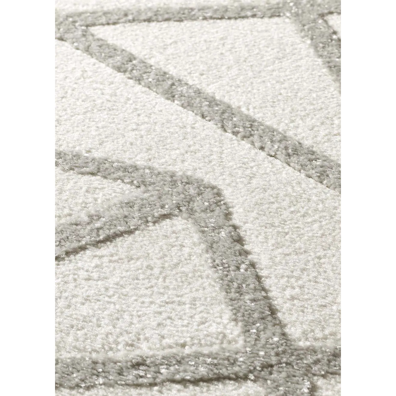 FLORA Alfombra geométrica con relieve en tonos blanco y gris, varias medidas disponibles