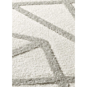 FLORA Alfombra geométrica con relieve en tonos blanco y gris, varias medidas disponibles