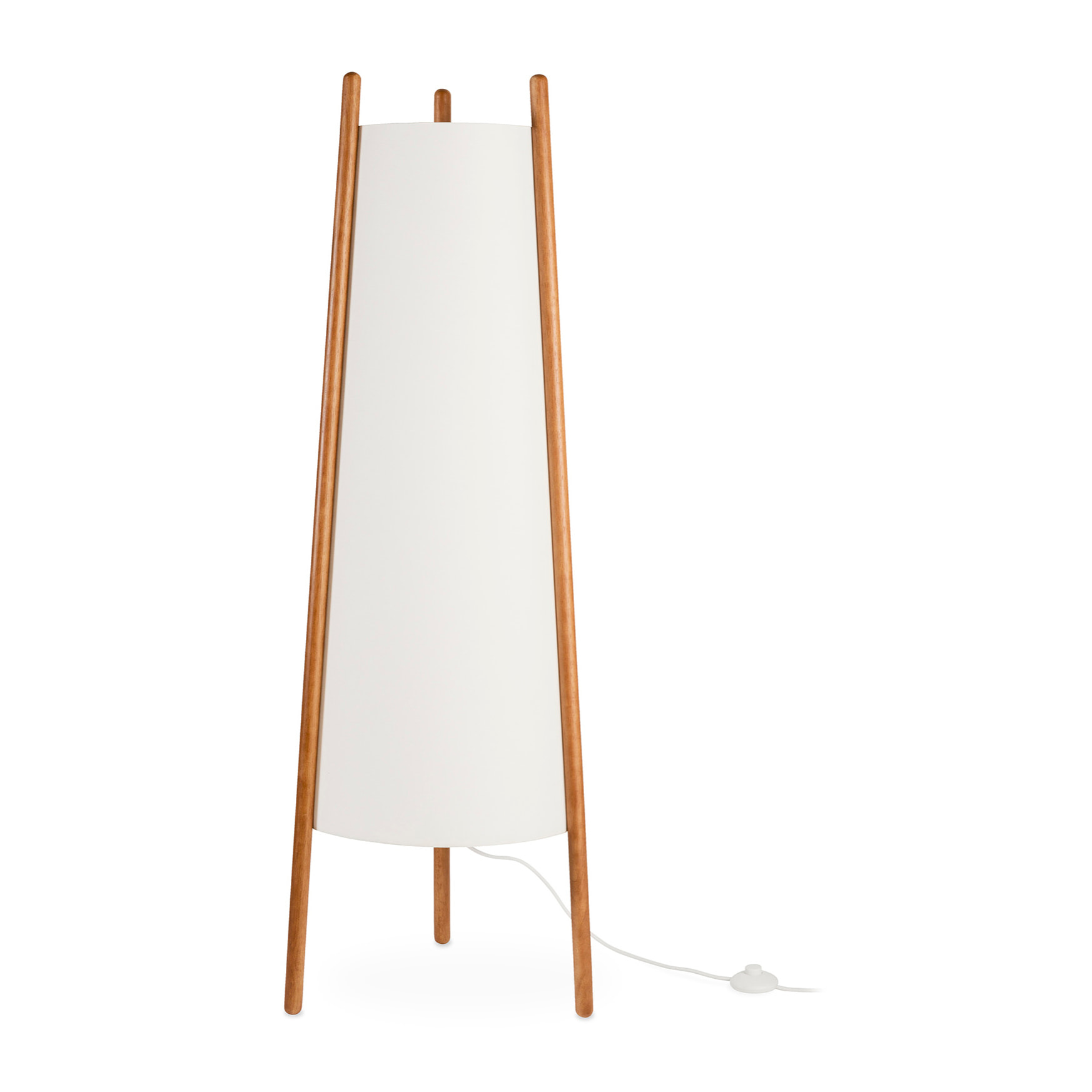LEDS C4 Woody - Lámpara de Pie E27 Madera Clara Natural y Textil Blanco