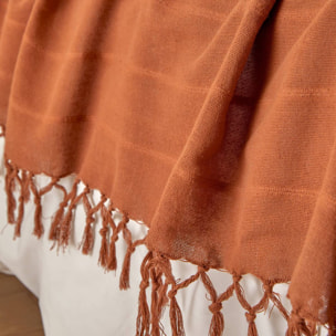 Jeté de lit Anjali 220x160 terracotta en coton