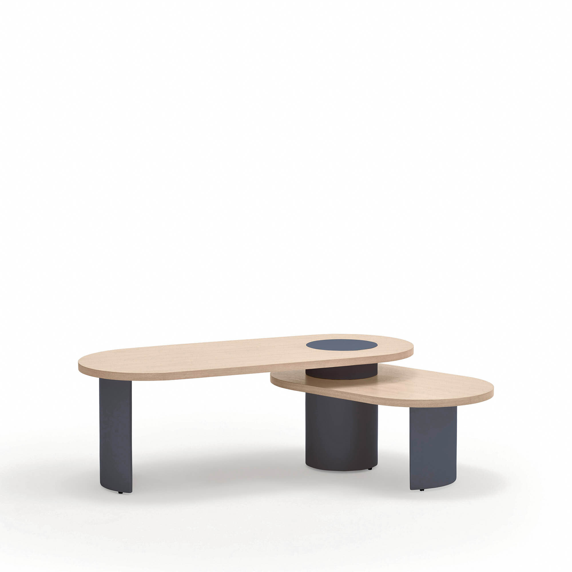 Mesa de centro Nori natural claro y patas azul oscuro