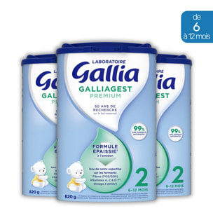 3 Boîtes de Lait en poudre Galliagest Premium 2 (3x820g) - Gallia De 6 à 12 Mois
