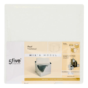 Pouf pliable Mix'n modul 31x31 cm bouclette blanche