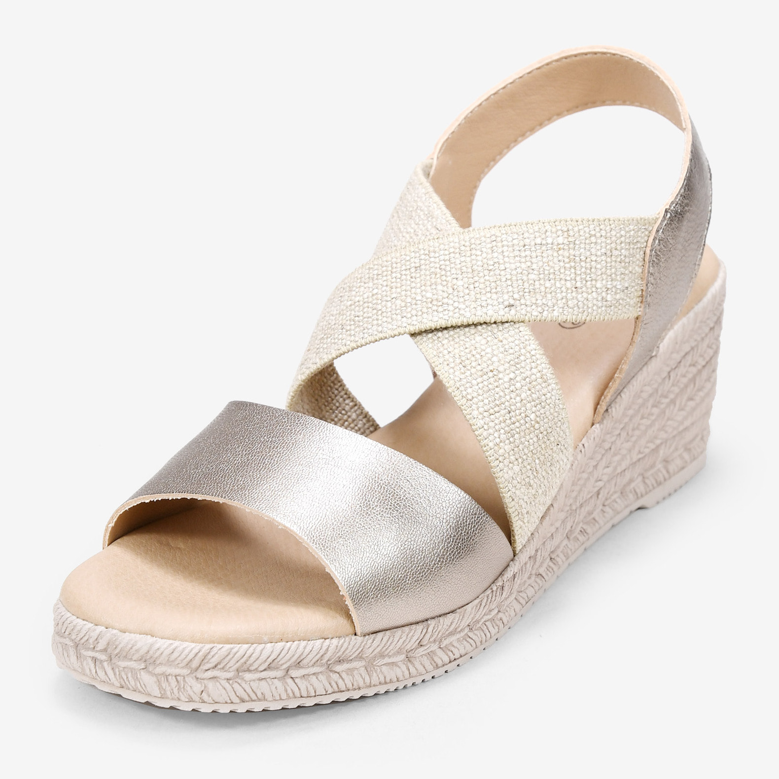 Sandalias doradas en piel con cuña