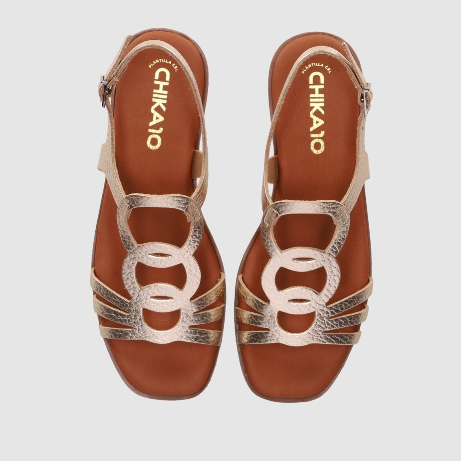 Sandalias de Piel - Platino - Tacón: 3 cm