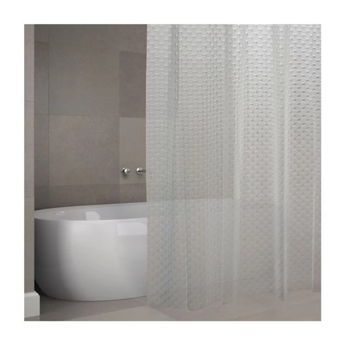 Rideau de douche EVA BOMBAY 180x200cm QUALITà PREMIUM Transparent - Anneaux inclus MSV