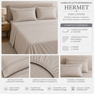 HERMET Completo Letto 100% Cotone Volga