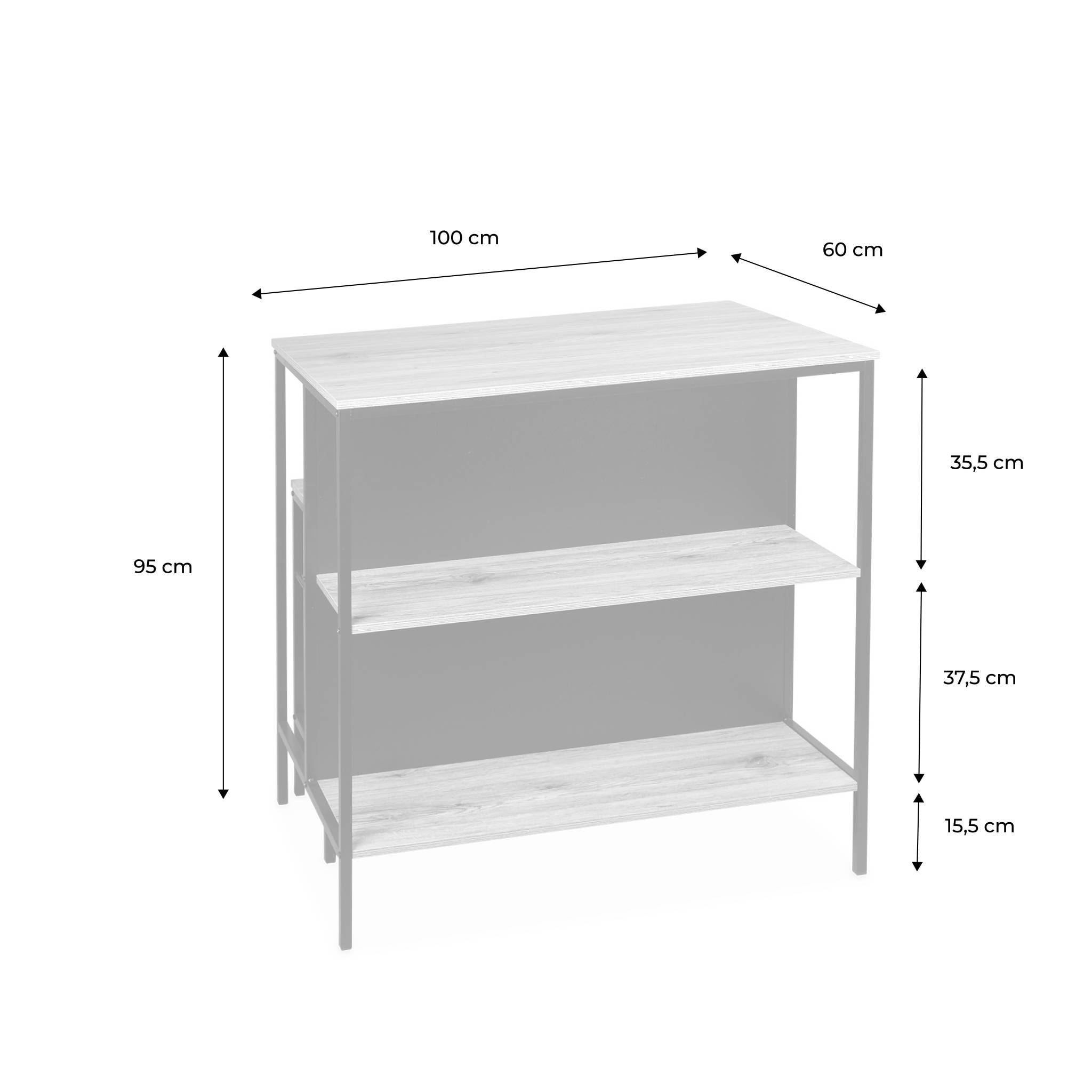 Table haute deux tabourets et deux étagères décor bois et métal. loft. L 100 x P 60 x H 95cm
