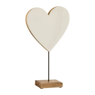 J-Line décoration Coeur Sur Pied - bois - blanc - large