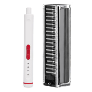 Destornillador eléctrico 40 en 1 con doble luz de trabajo, giro bidireccional, batería recargable de 350mAh, rotación de 170rpm y puntas magnéticas.