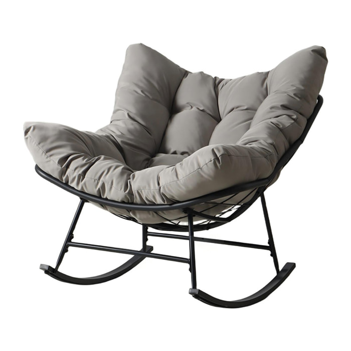Fauteuil à bascule d'intérieur et d'extérieur gris LUMBISI