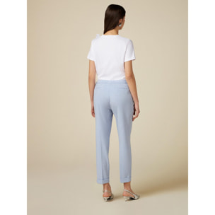 Oltre - Pantalones pitillo con bajo vuelto - Light - blue