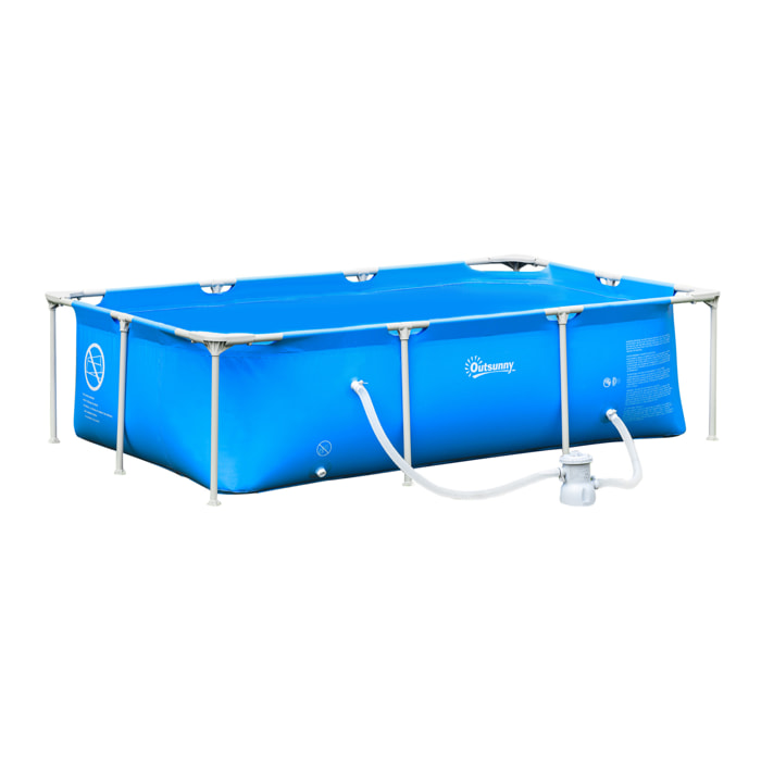 Piscine tubulaire hors sol rectangulaire cadre en métal avec filtre 252L x 152l x 65H cm bleu