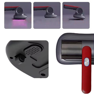 Aspirador de ácaros con una succión de 8kPa. 2 niveles de potencia y Luz UV de 253.7 nm.