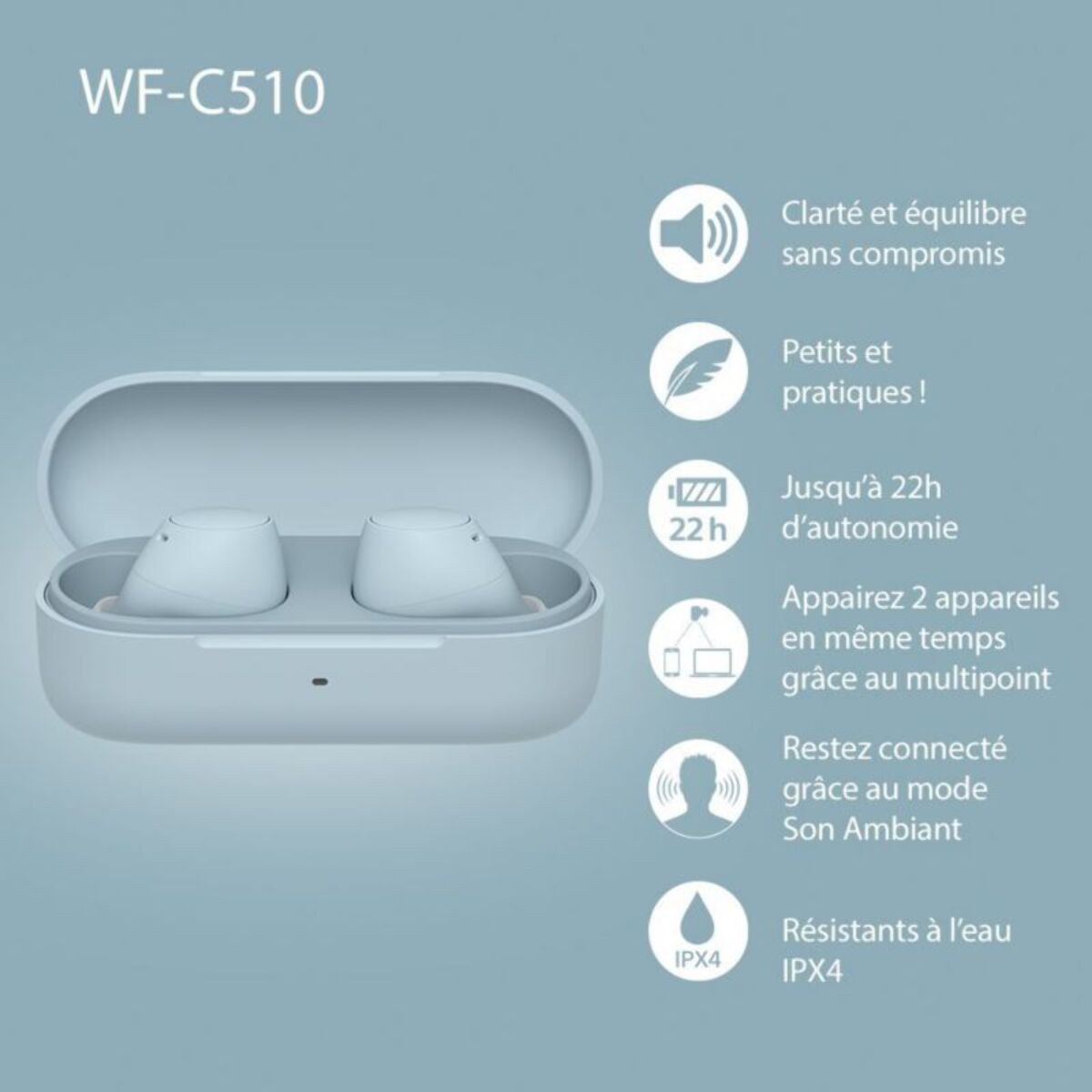 Ecouteurs SONY WF-C510 Bleu