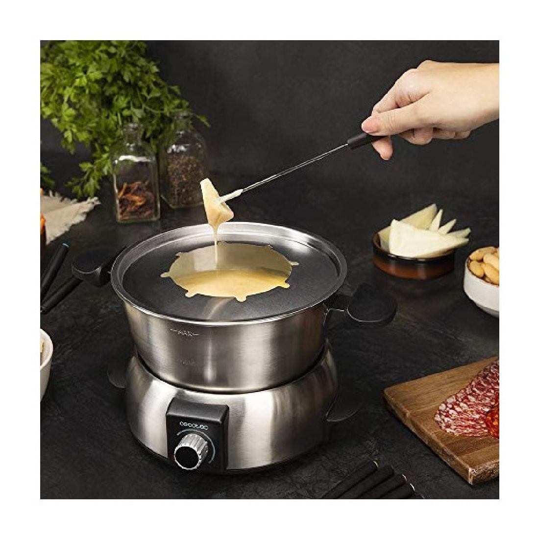 Cecotec Fondue eléctrica Fun GourmetFondue. 1000 W de Potencia Termostato Regula