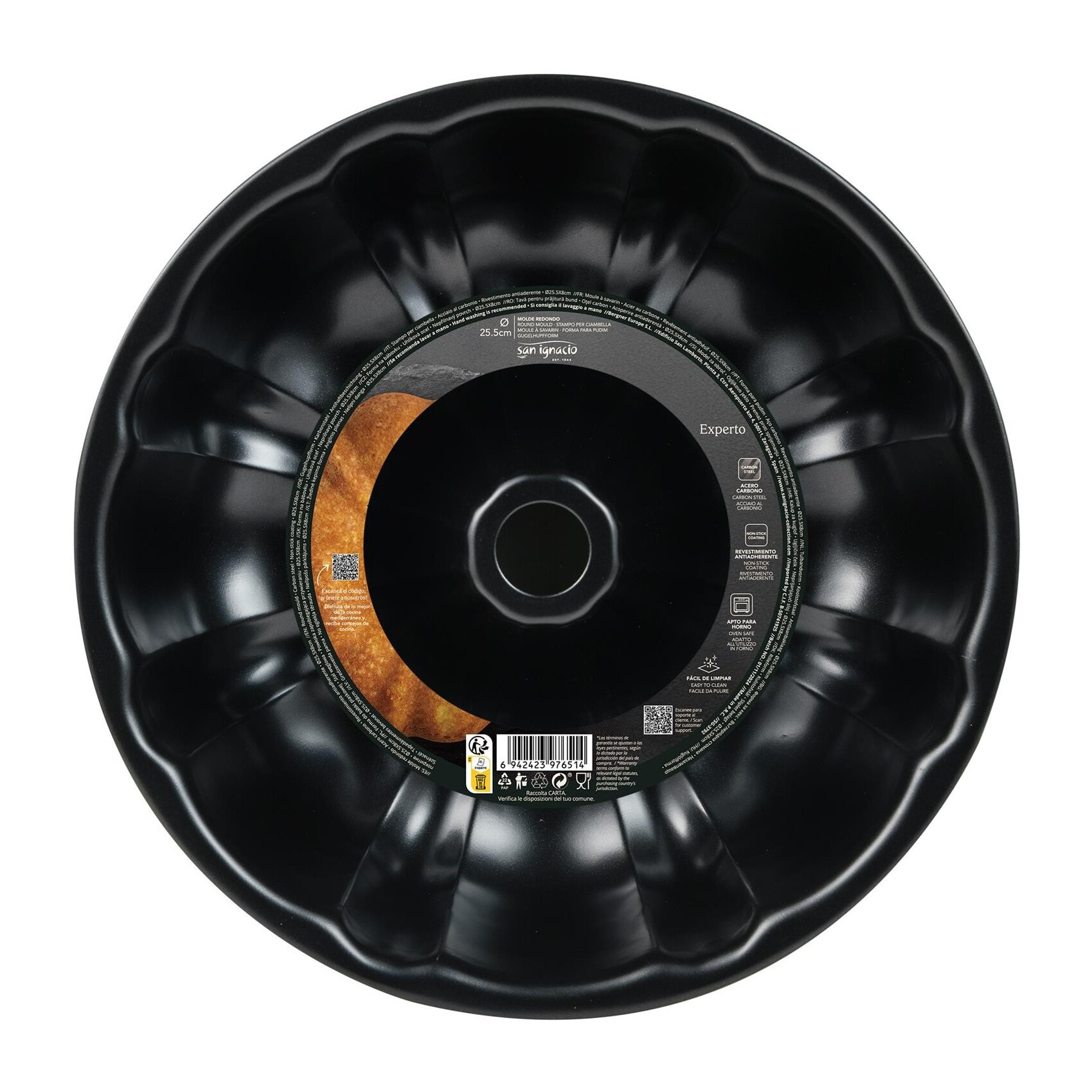 Molde para pastel ø25,5x8 cm acero carbono, molde tipo bundt para bizcochos y repostería casera expert san ignacio