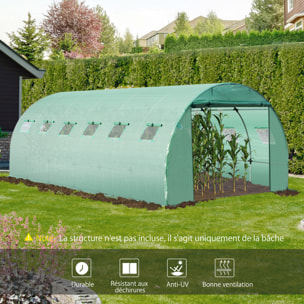 Bâche de rechange serre tunnel 6L x 3l x 2H m PE fenêtres + porte vert