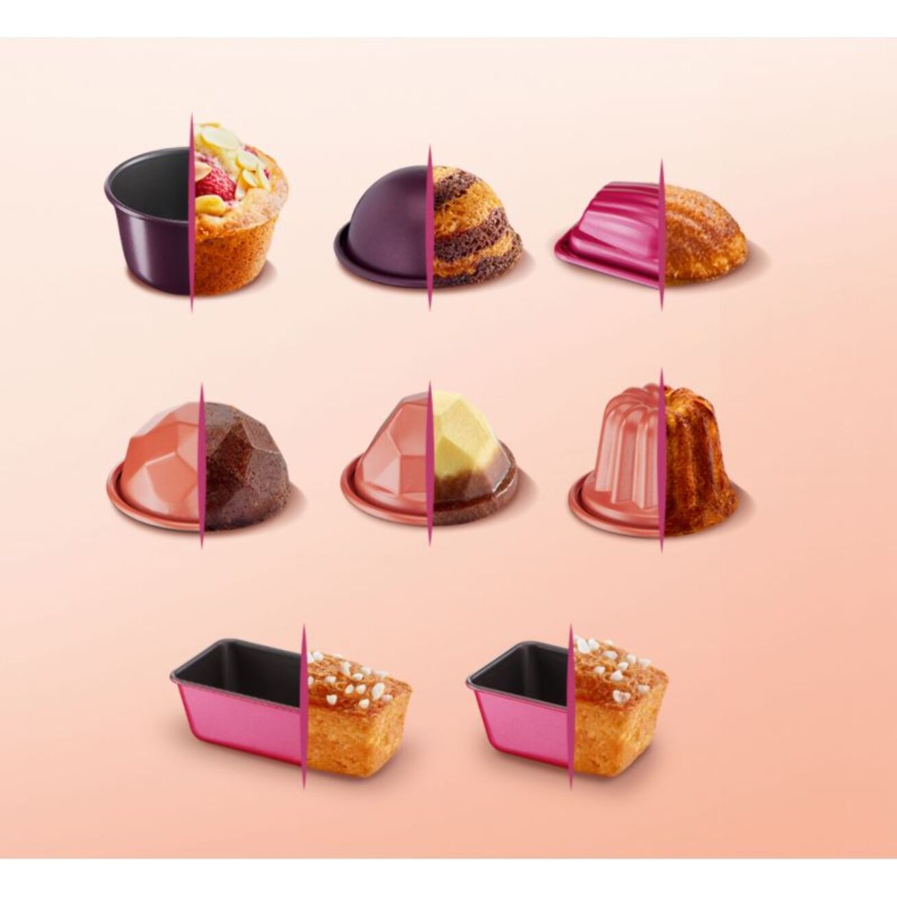 Moule à cake TEFAL Creabake trio mini-cakes 8.3 x 6.5 cm