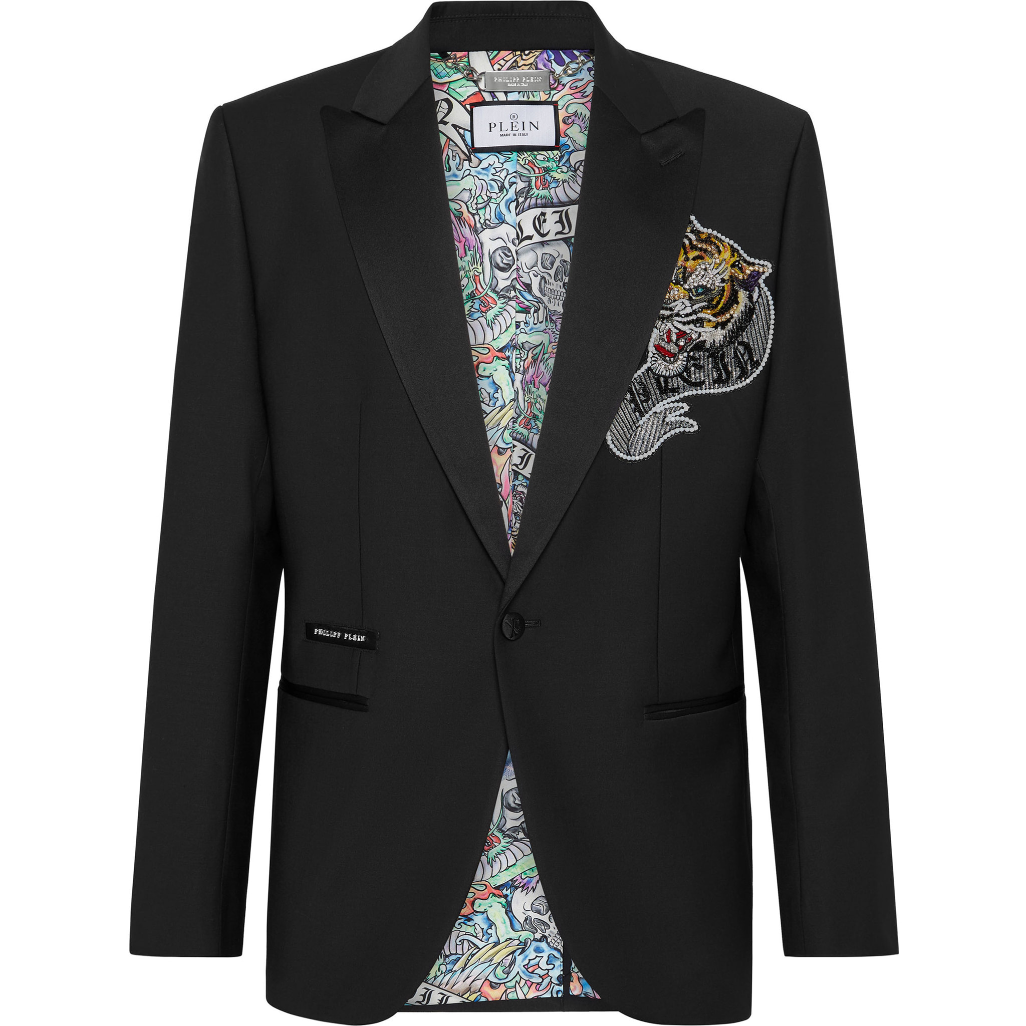 PHILIPP PLEIN One-Button Blazer Slim Fit TATTOO