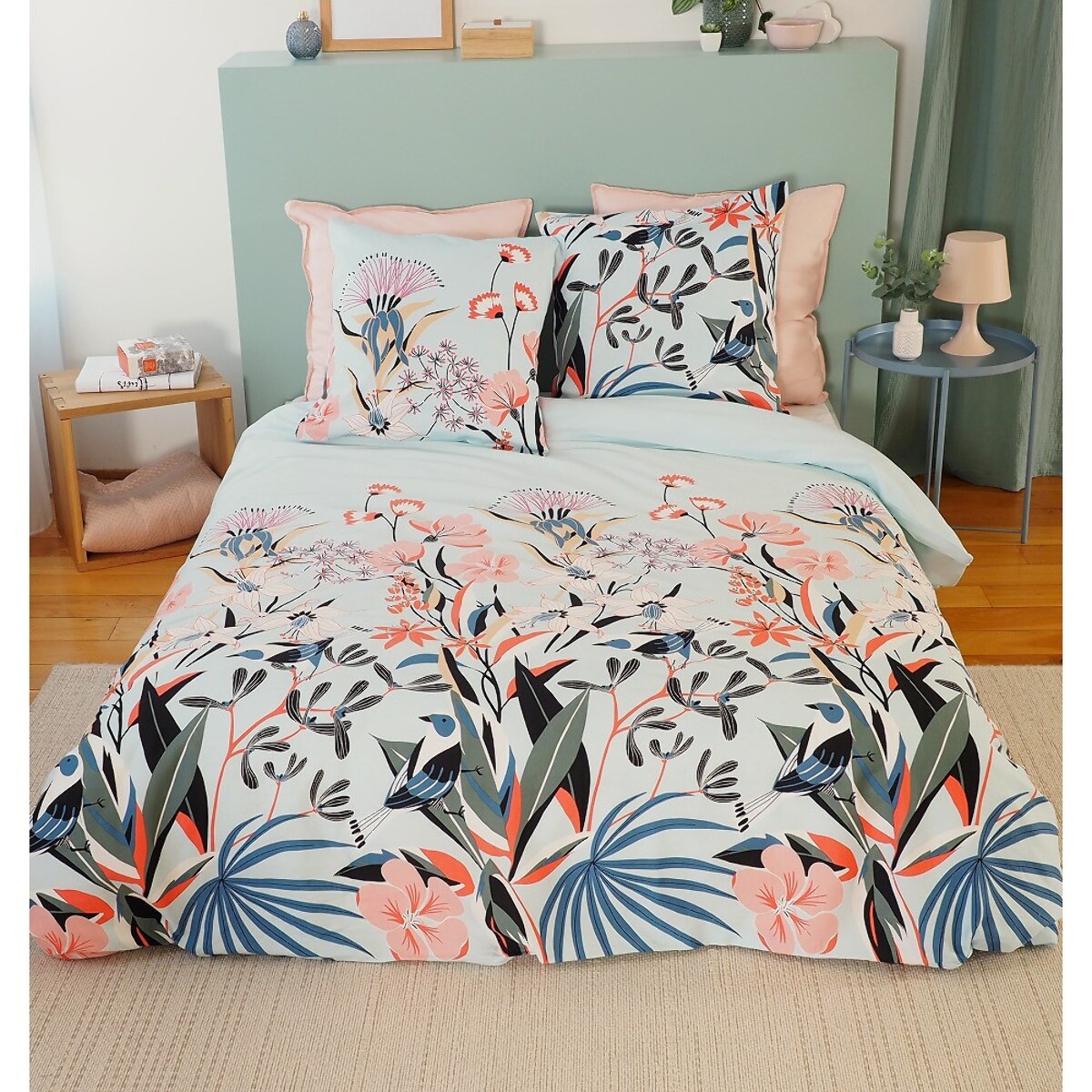 Parure Housse De Couette 3pcs 100% Satin De Coton Bio 78fils Paya