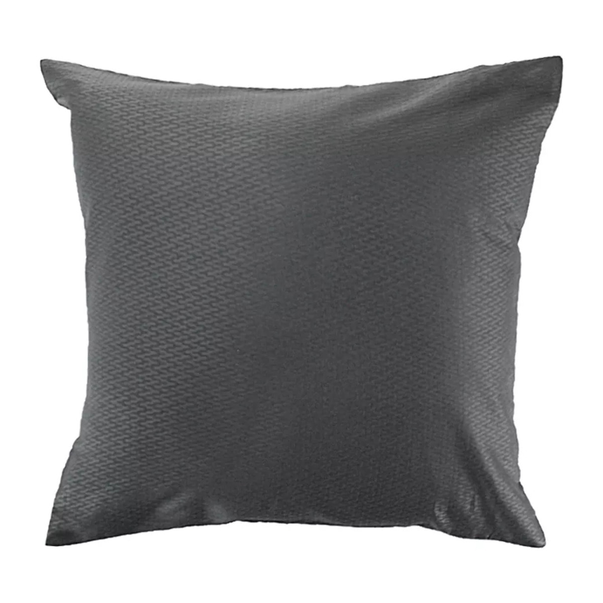 Taie d'oreiller satin de coton motif jacquard anthracite Vibrato titane