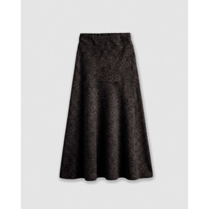 Falda midi viscosa evasé angorina gris marengo
