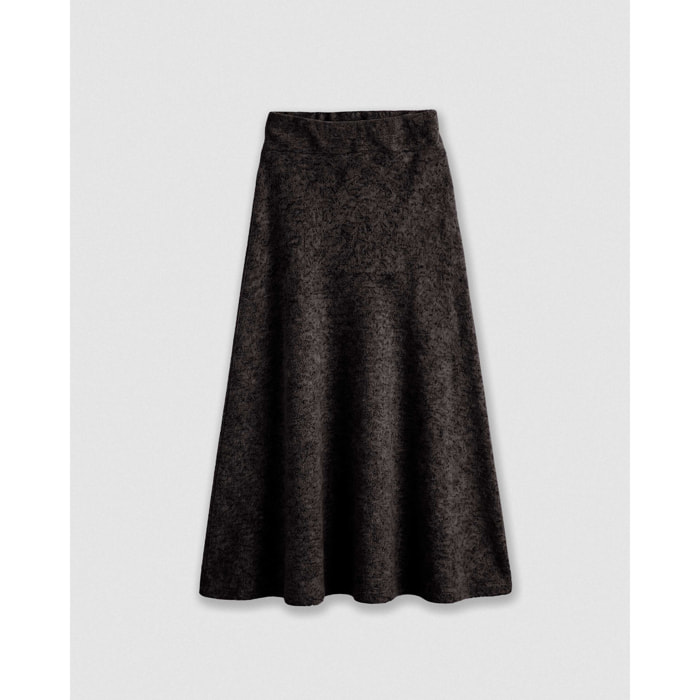 Falda midi viscosa evasé angorina gris marengo